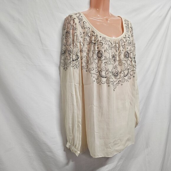 St. John Beaded 100% Silk Lined Top Blouse Women Size 14 Ivory - Picture 5 of 14